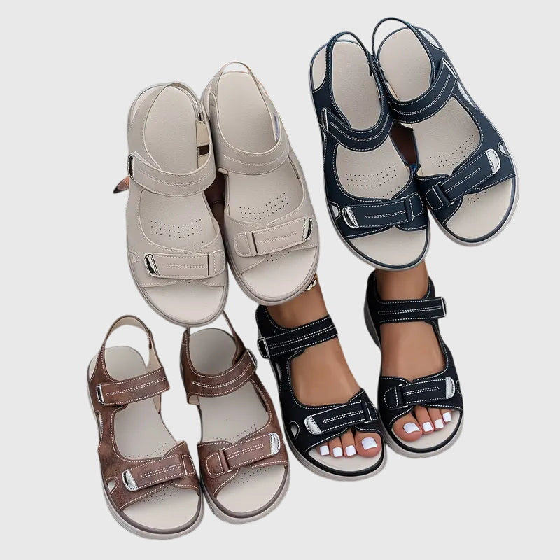 Sandaler med bred tåbox, dämpad innersula och greppsula