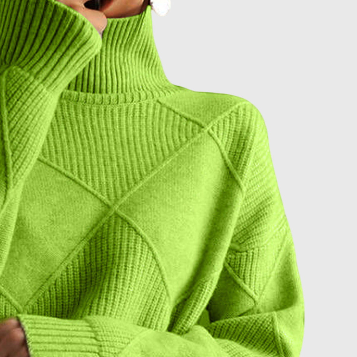 Geometric Pattern Turtleneck Jumper in Soft Knit