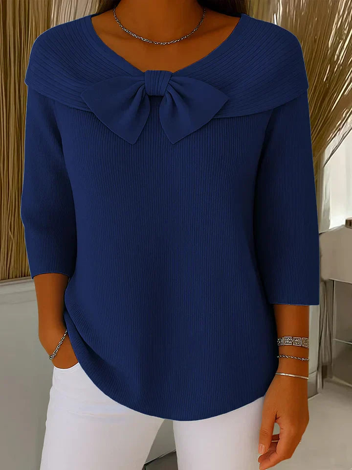 Crew Neck Jumper with Bow Detail