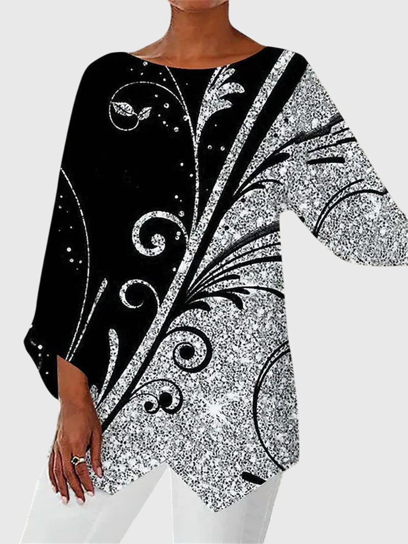 Printed Crew Neck Top with Breathable Handle