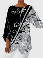 Printed Crew Neck Top with Breathable Handle