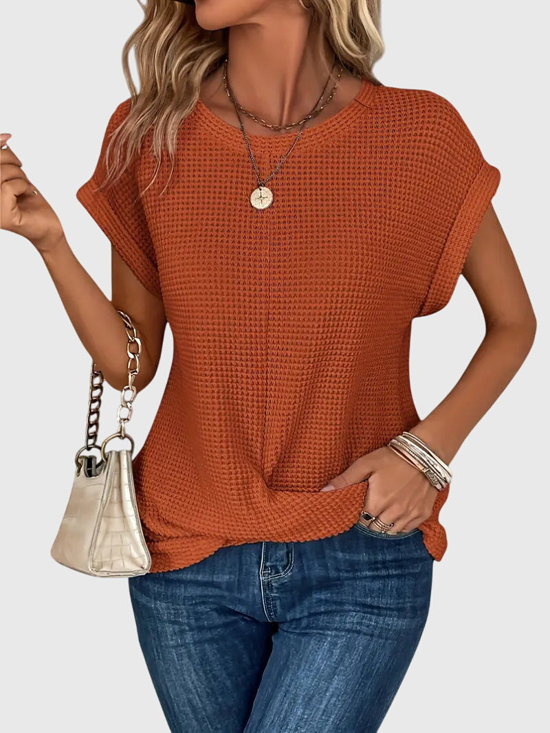 Crew Neck Blouse with Clean Everyday Cut