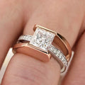 Vintage-Style Square Zirconia Ring with Geometric Setting