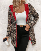 Leopard Print Coat with Drawstring and Zip Front