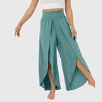 Lightweight Flared Trousers with Built-In Shorts