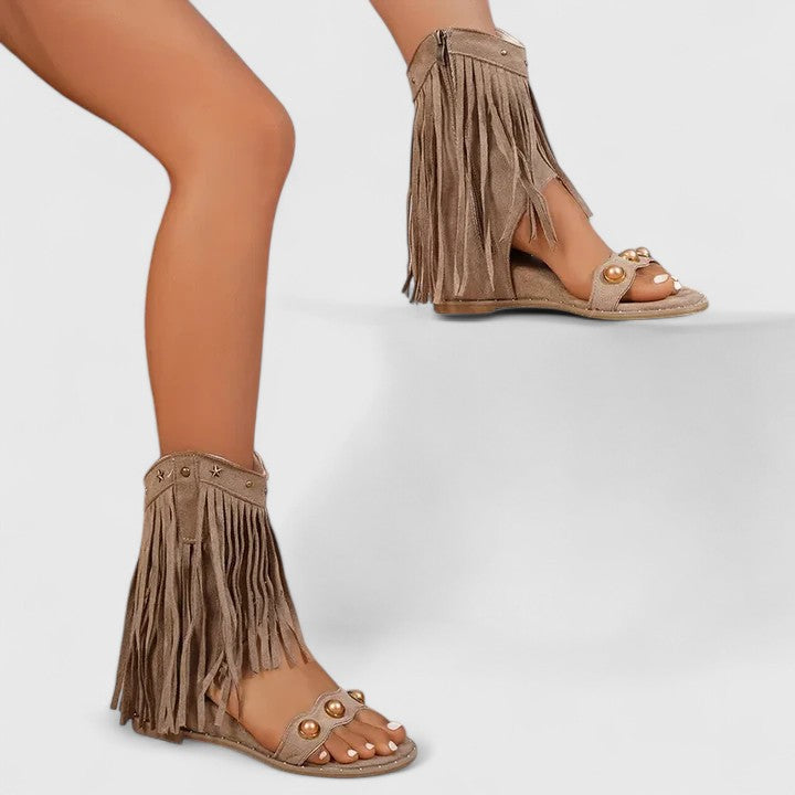 Heeled Sandals with Side Zip and Cushioned Footbed