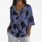 Floral Print Blouse with Lightweight Breathable Fabric