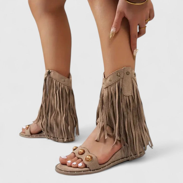 Heeled Sandals with Side Zip and Cushioned Footbed