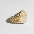 Vintage-Style Sunflower Seal Ring in Silver Colour