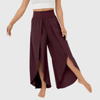 Lightweight Flared Trousers with Built-In Shorts