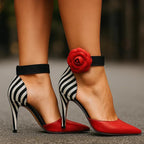 Pointed Toe Heels with Floral and Leopard Detail