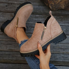 Ankle Boots with Side Zip and Sturdy Outsole
