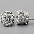 Vintage-Style Rhinestone Stud Earrings in Silver Colour