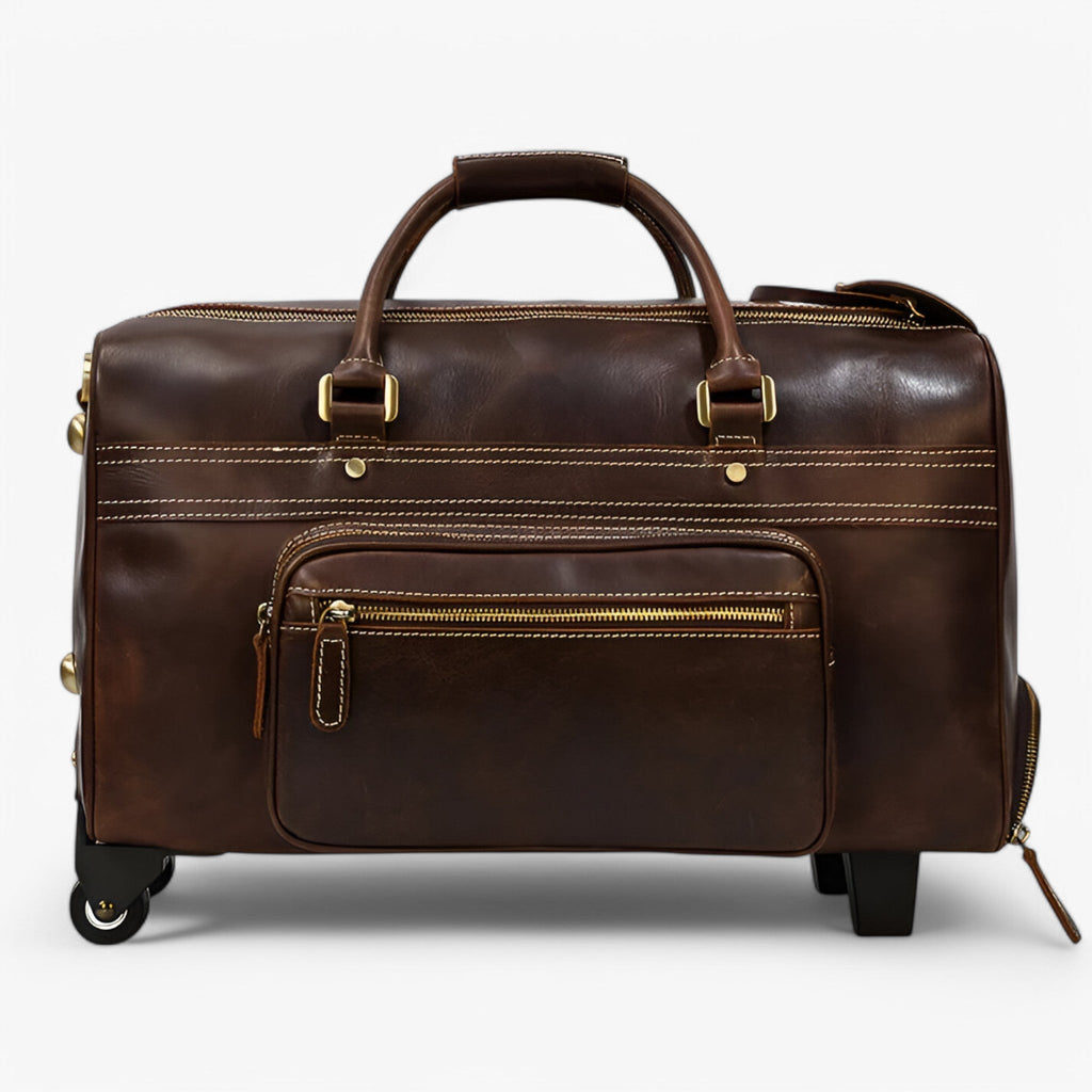 22-Inch Faux Leather Travel Trolley with Laptop Section