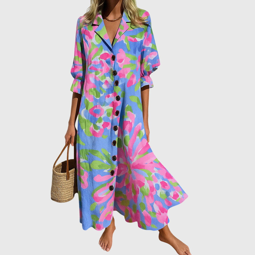 Boho Maxi Dress with Delicate Pattern and Lace Accents