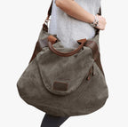 Large Canvas Hobo Bag with Multiple Inner Pockets