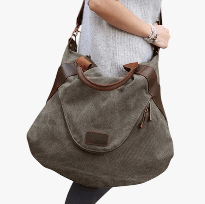 Large Canvas Hobo Bag with Multiple Inner Pockets