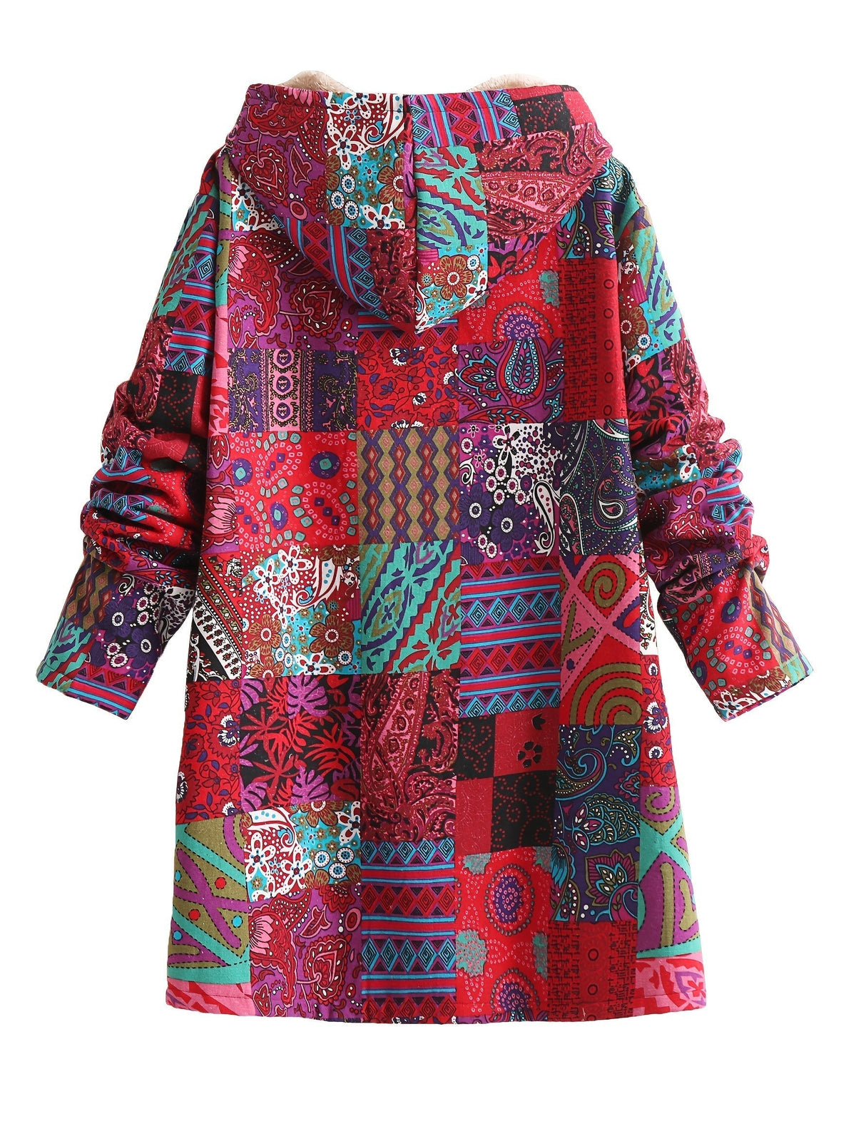 Patchwork Hooded Jacket with Lined Interior