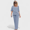 Checked Two Piece Set with Elasticated Wide Leg Trousers