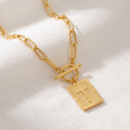 Paperclip Chain Tag Pendant Necklace with Modern Links