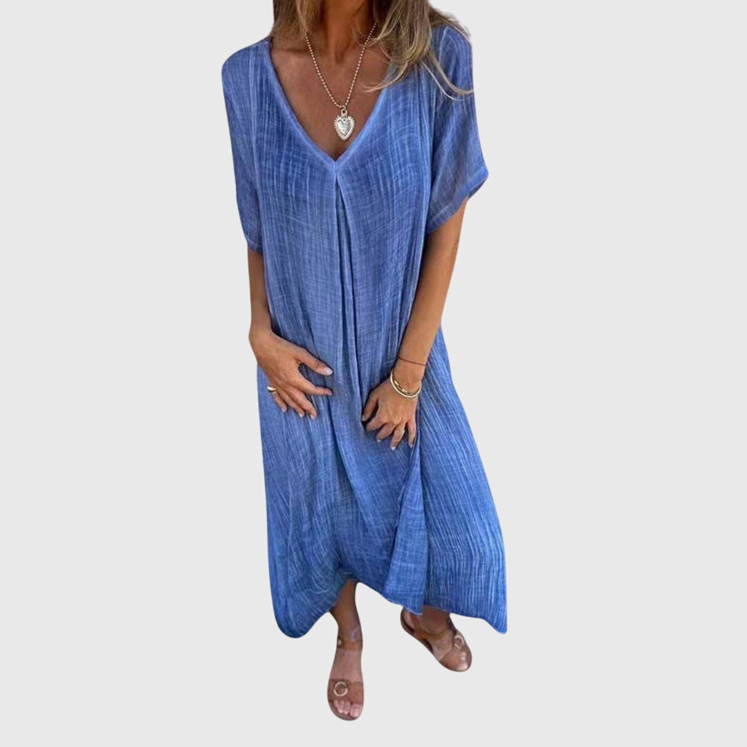 Lightweight V-Neck Dress with Flattering Silhouette