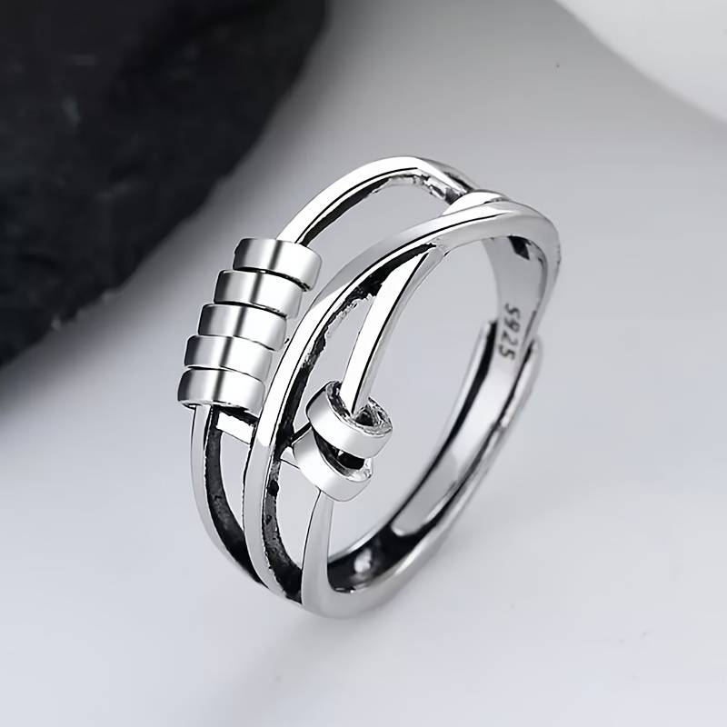 Vintage-Style Layered Tree Ring with Branch Detail in Silver Colour