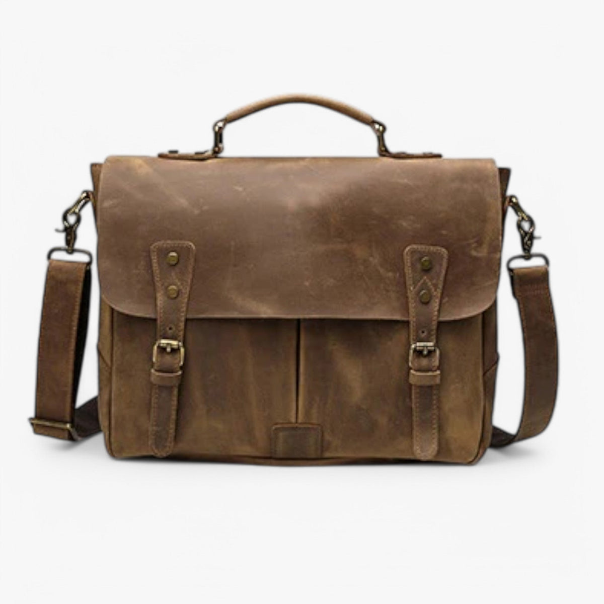 Vintage-style shoulder bag for men with a natural patina