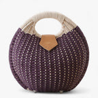 Woven Rattan-Style Shoulder Bag with Flap Closure