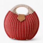 Woven Rattan-Style Shoulder Bag with Flap Closure