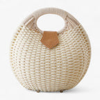 Woven Rattan-Style Shoulder Bag with Flap Closure