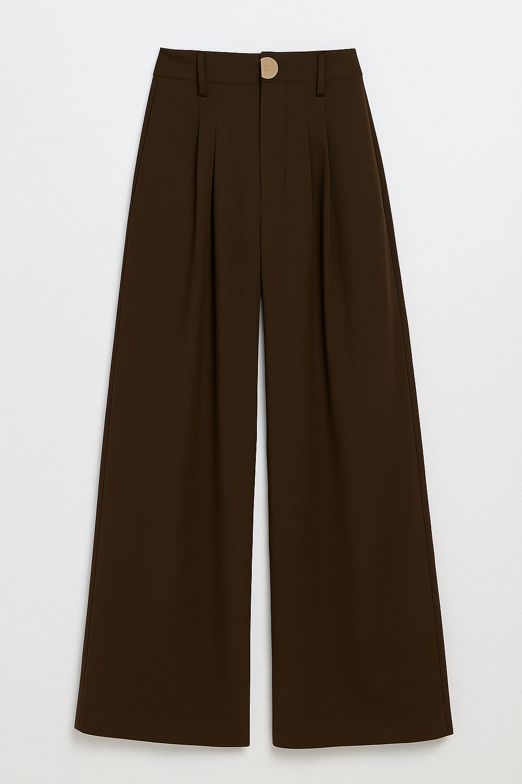 Wide High-Waisted Trousers with Pleat Detail