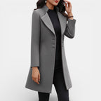 Fitted Long Coat with Soft Fabric and Clean Line