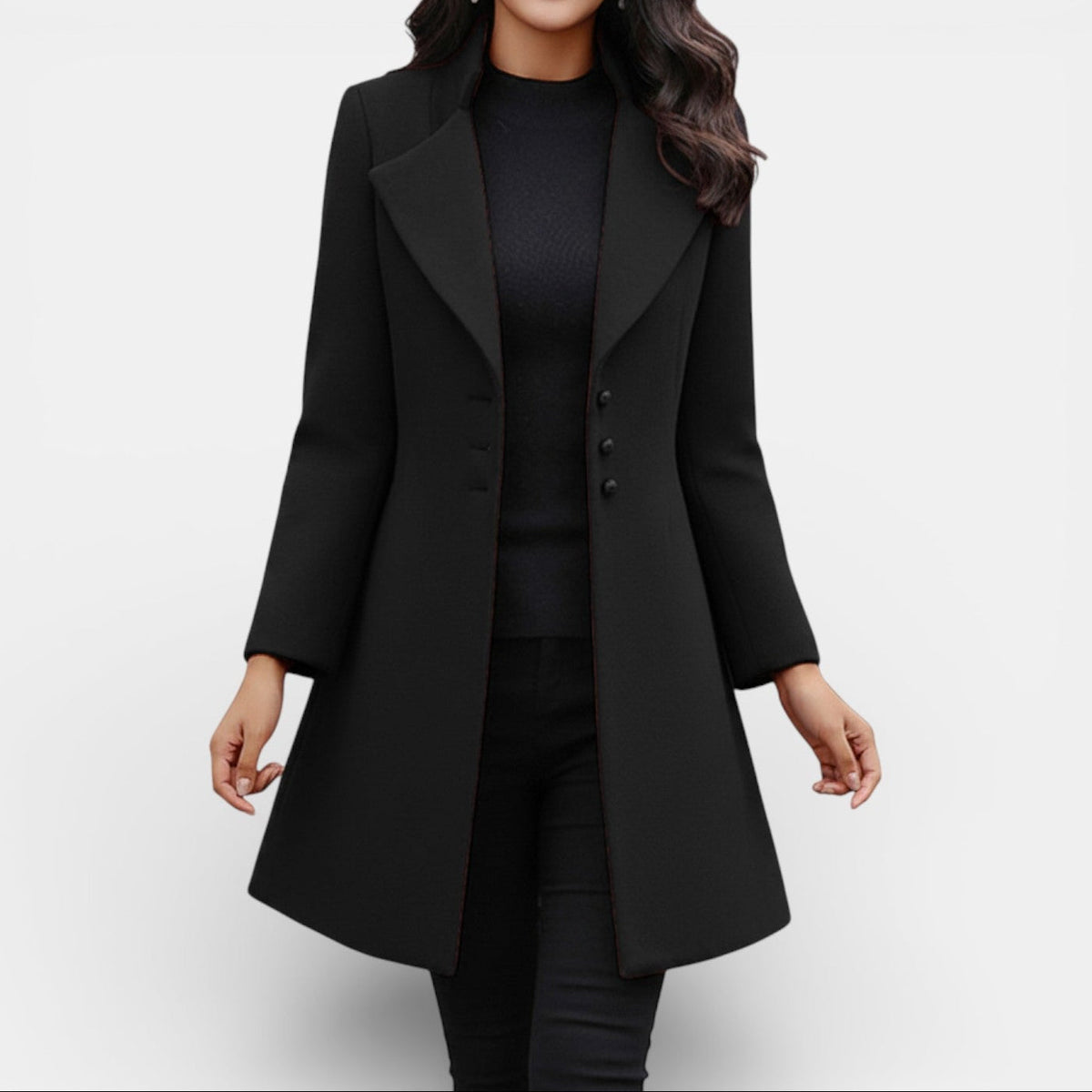 Fitted Long Coat with Soft Fabric and Clean Line