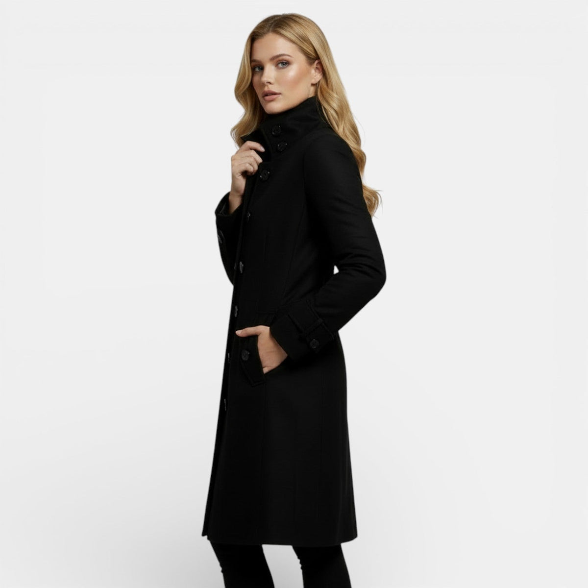 Smal trenchcoat med hög krage