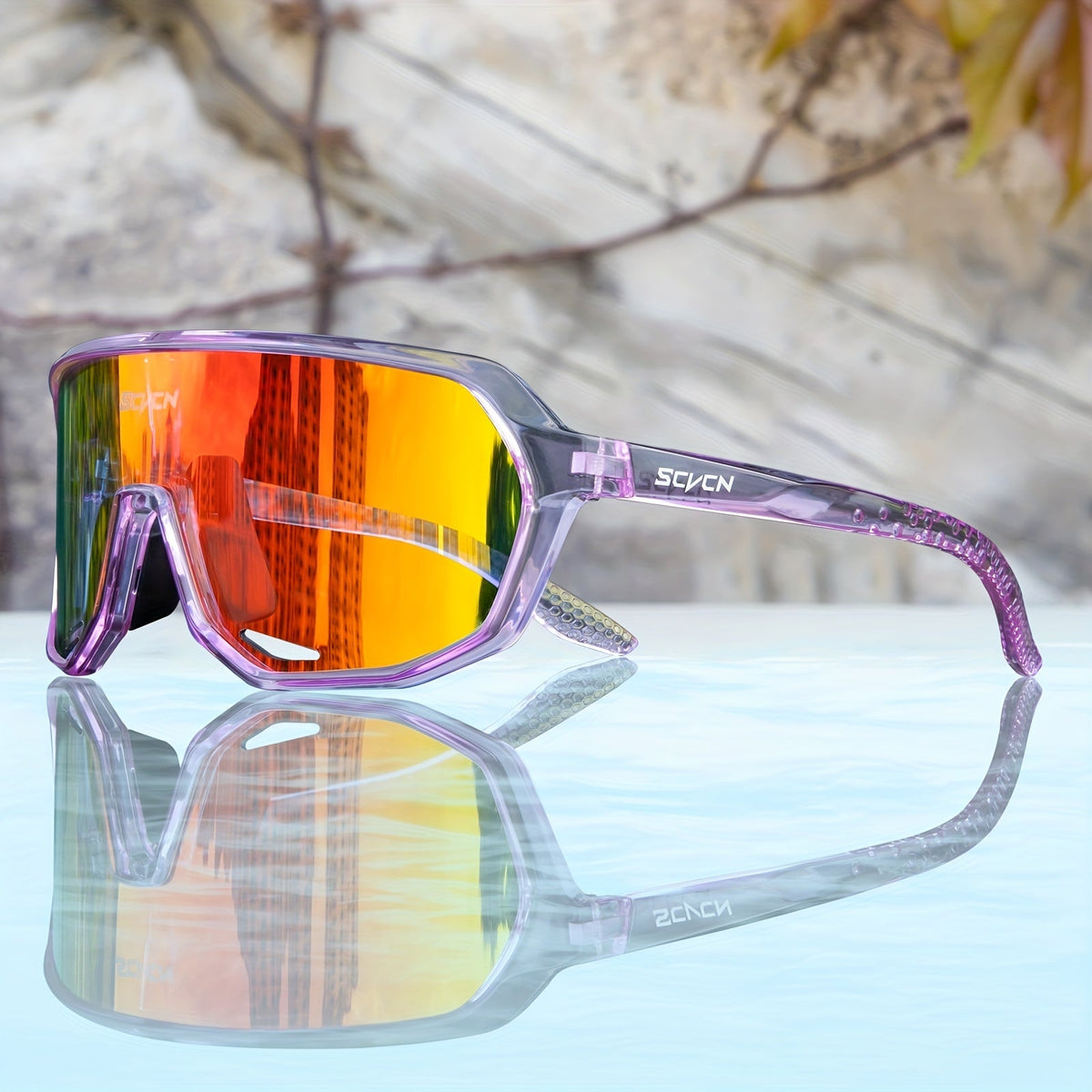 Windproof wraparound polarised sunglasses for cycling