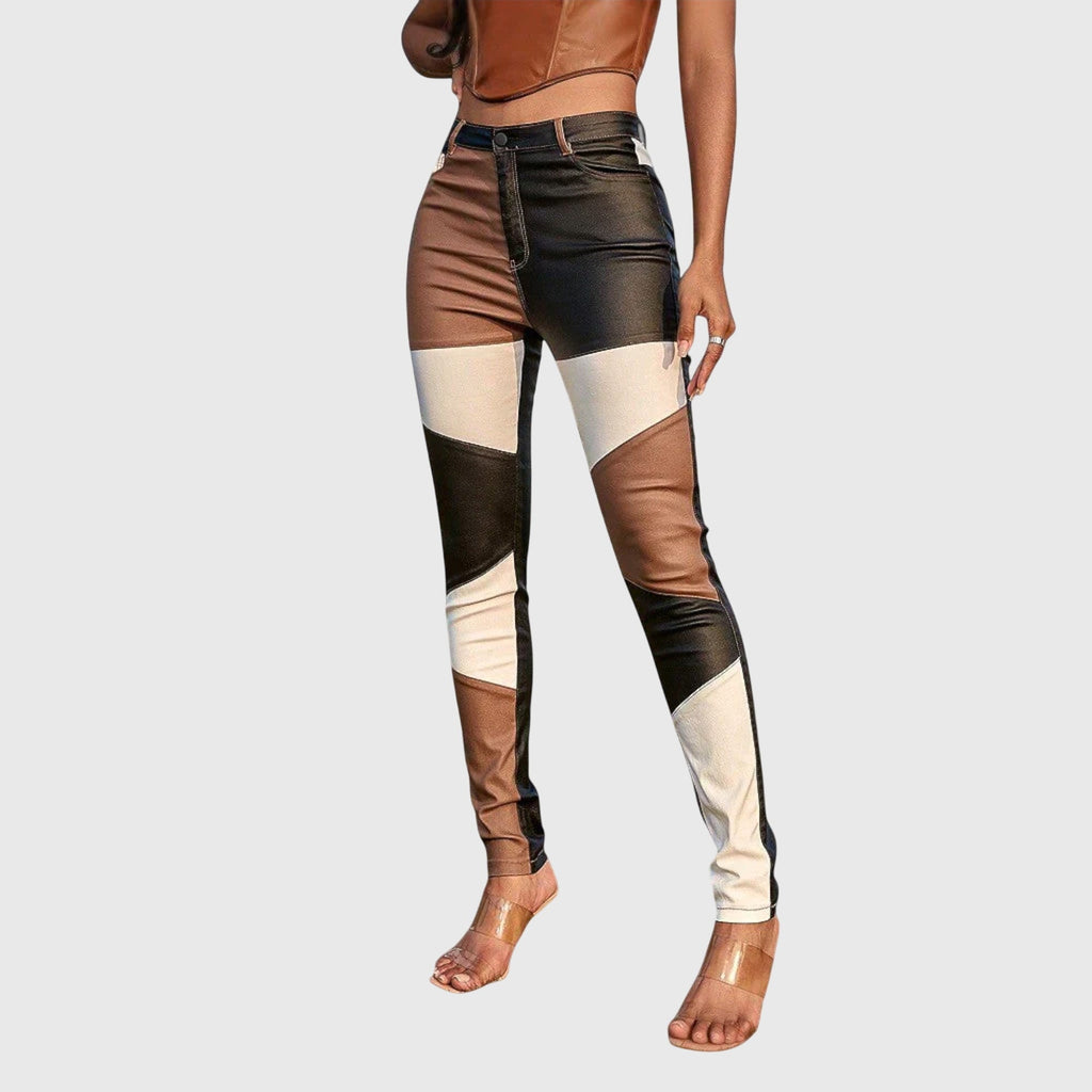 Colour Block Tube Trousers with Comfortable Fit