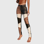 Colour Block Tube Trousers with Comfortable Fit