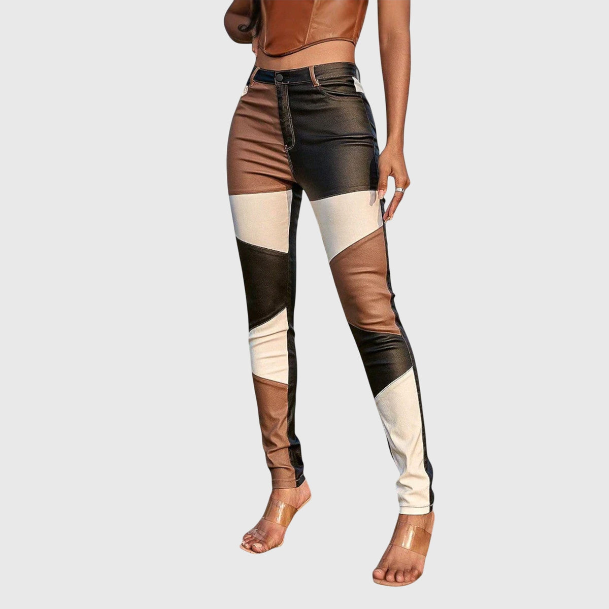 Colour Block Tube Trousers with Comfortable Fit