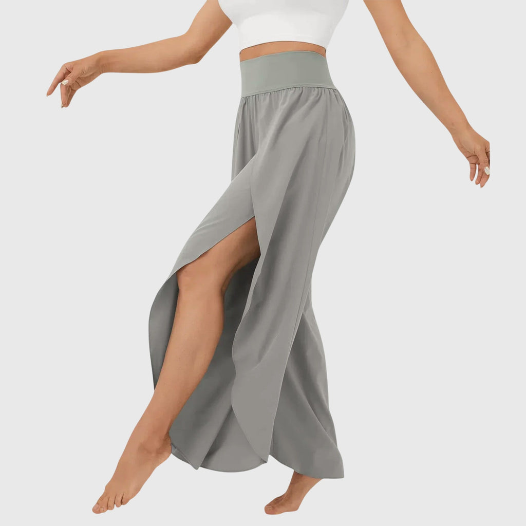 Lightweight Flared Trousers with Built-In Shorts