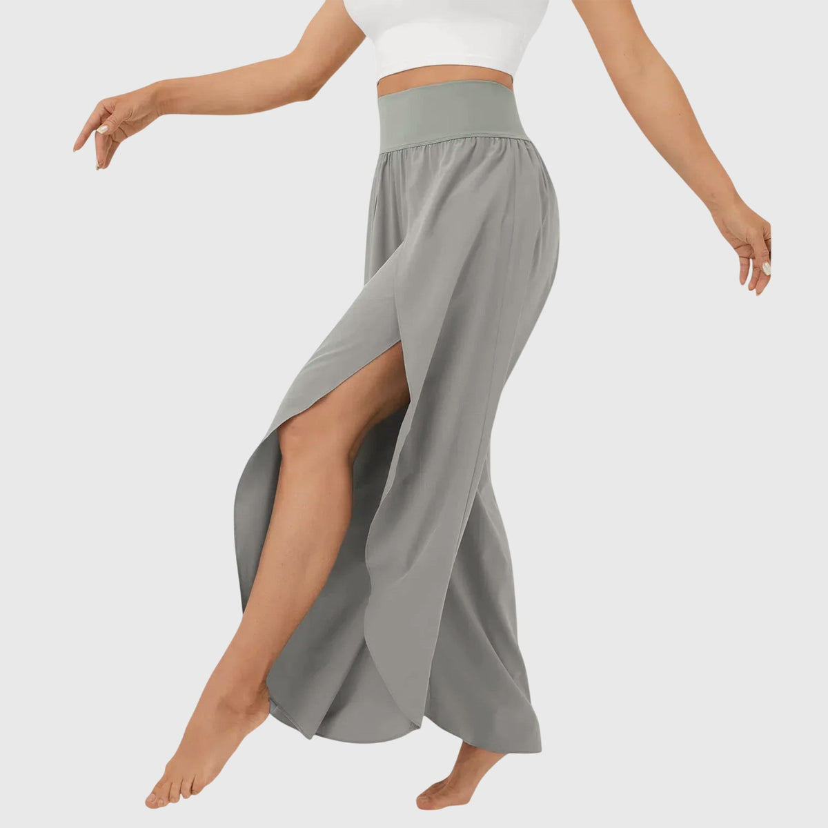 Lightweight Flared Trousers with Built-In Shorts