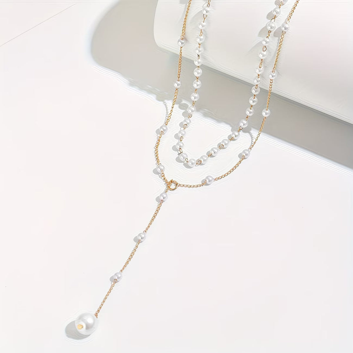 Graduated Faux Pearl Strand Necklace with Classic Drape