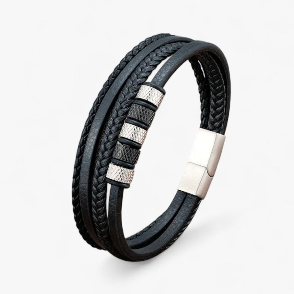 Pulsera trenzada multicapa para hombre con cierre magnético