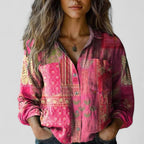 Blusa camisera degradada con botonadura delantera