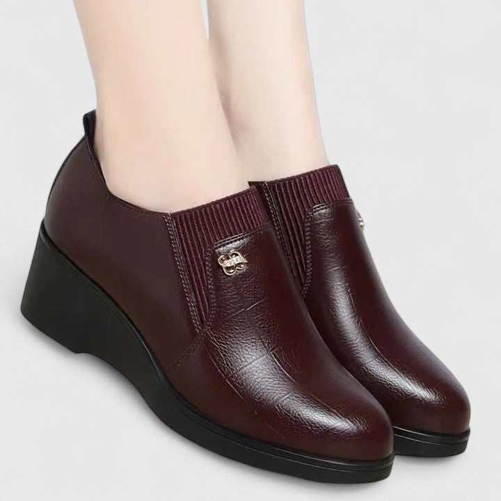 Wedge Heels with Elasticated Panels and Cushioned Footbed