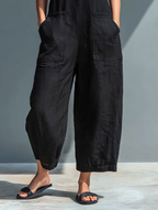 Sleeveless Jumpsuit with Mandarin Collar
