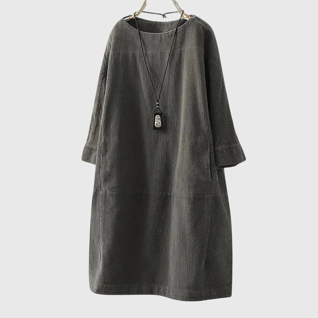 Vestido midi de pana con silueta holgada