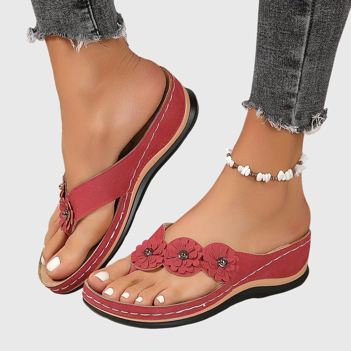 Contoured Flip Flops with Supportive Footbed