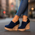 Suede Look Wedge Platforms with Cork Sole