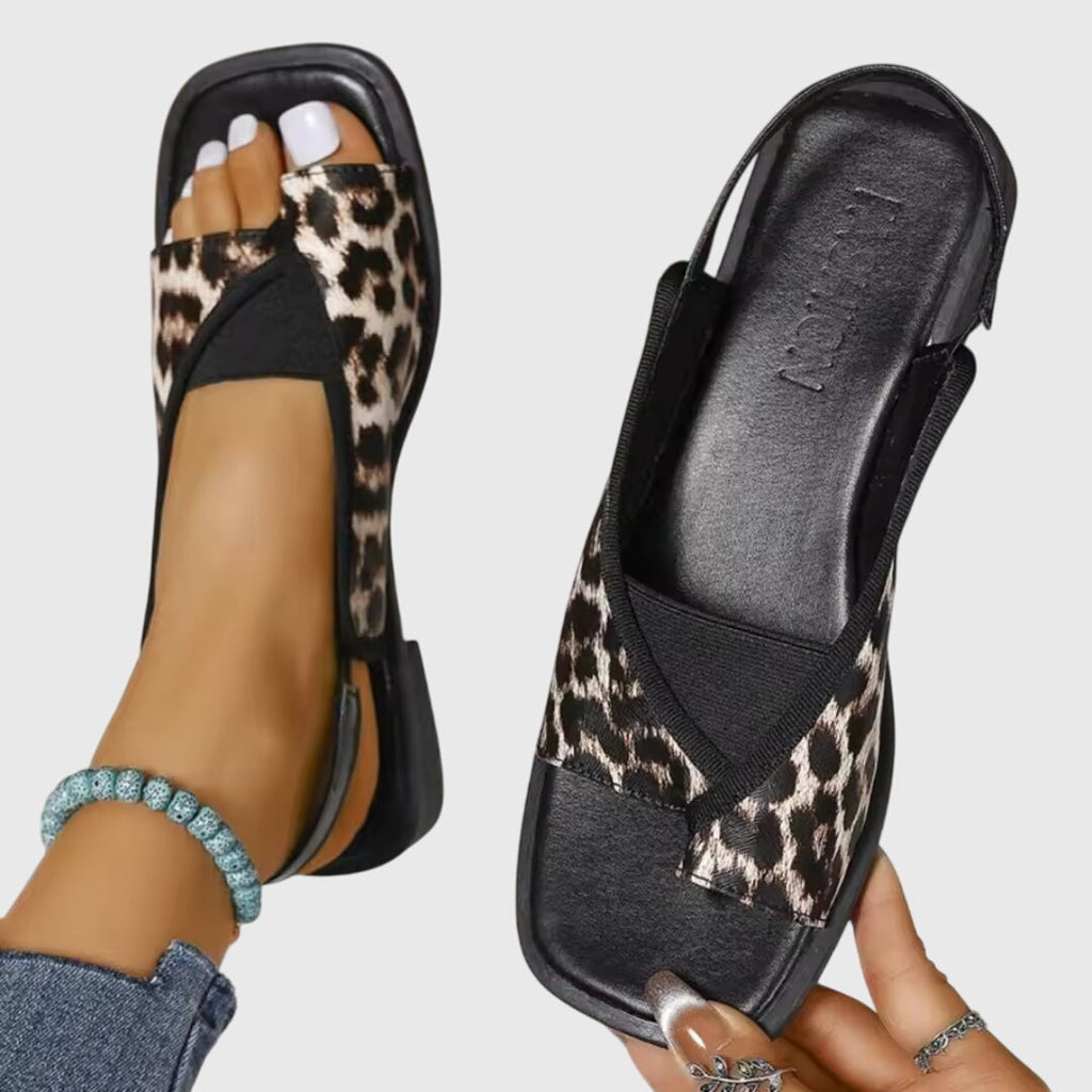 Square Toe Slip-On Sandals with Print Options