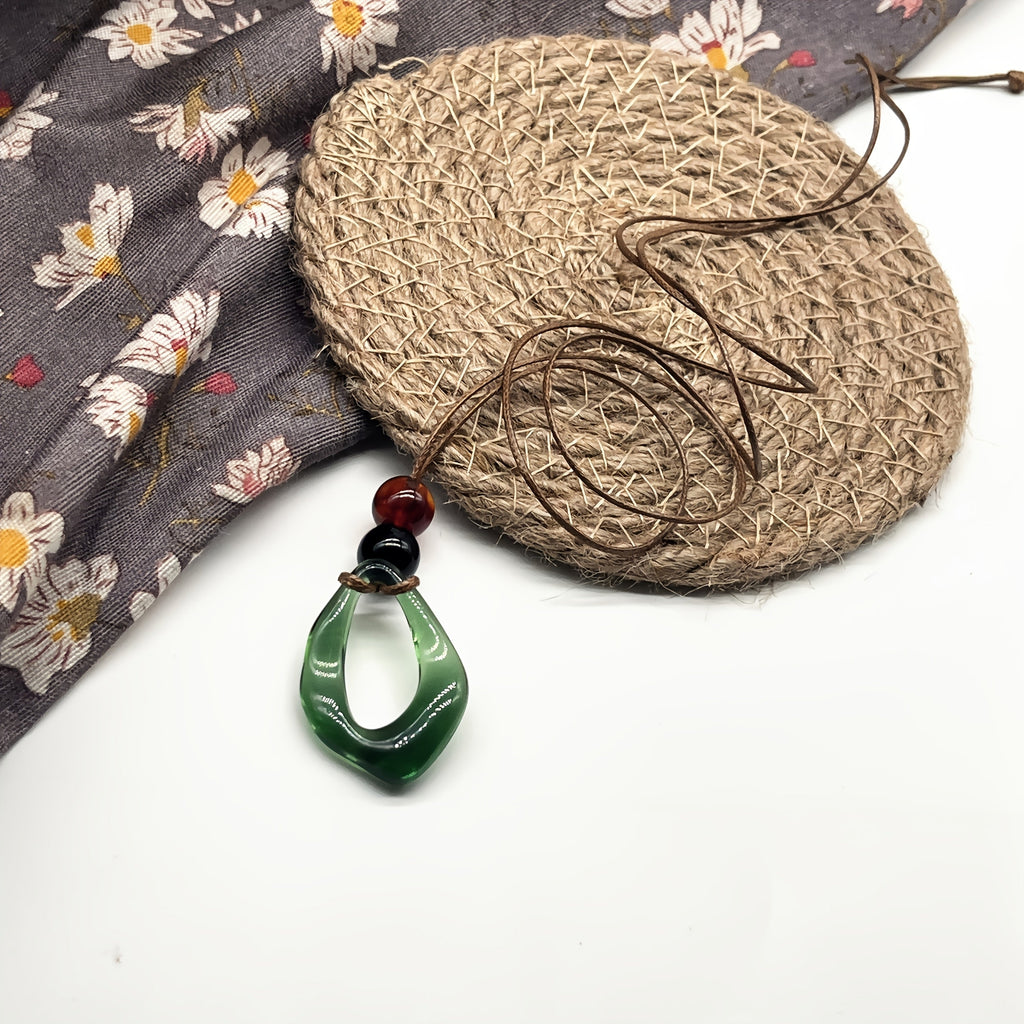 Vintage Irregular Teardrop Resin Pendant Necklace with Colour Choice